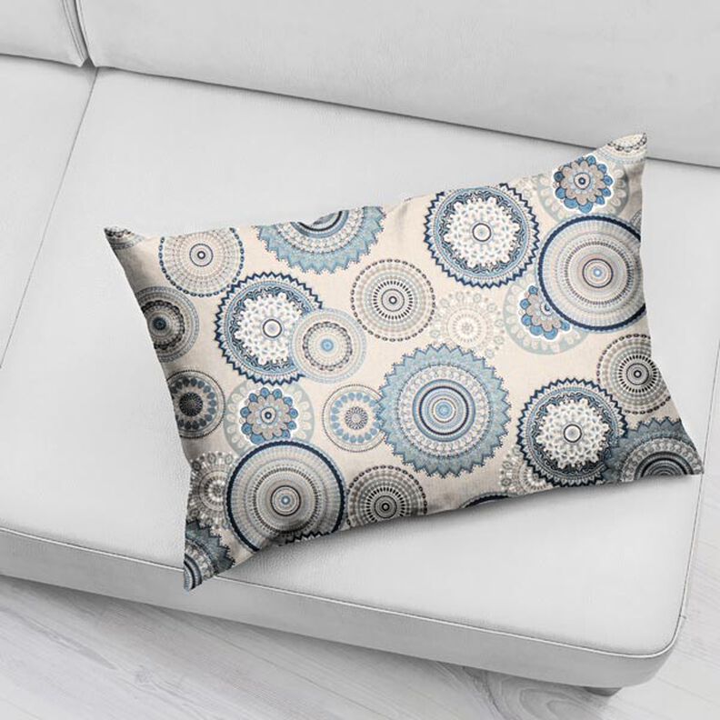 Tissu de décoration Semi-panama Mandala – bleu, image number 8