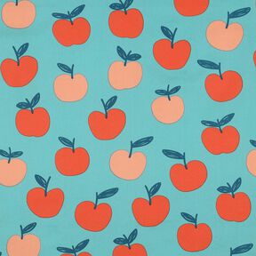 Popeline coton grosses pommes | Poppy Fabrics – bleu aqua/saumon, 