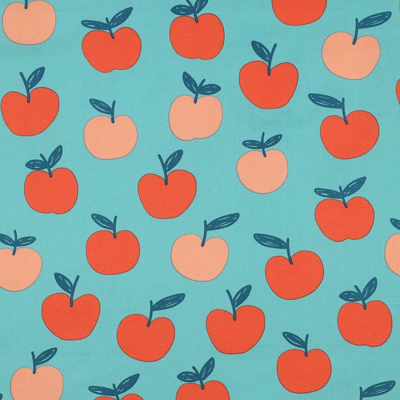 Popeline coton grosses pommes | Poppy Fabrics – bleu aqua/saumon,  image number 1