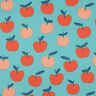 Popeline coton grosses pommes | Poppy Fabrics – bleu aqua/saumon,  thumbnail number 1