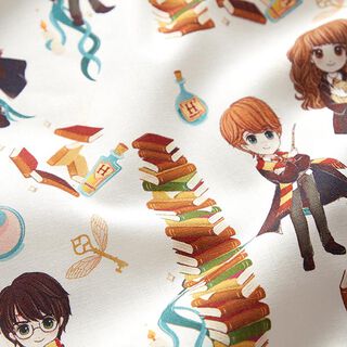 Popeline coton tissu sous licence Harry Potter pile de livres | Warner Bros. – blanc, 