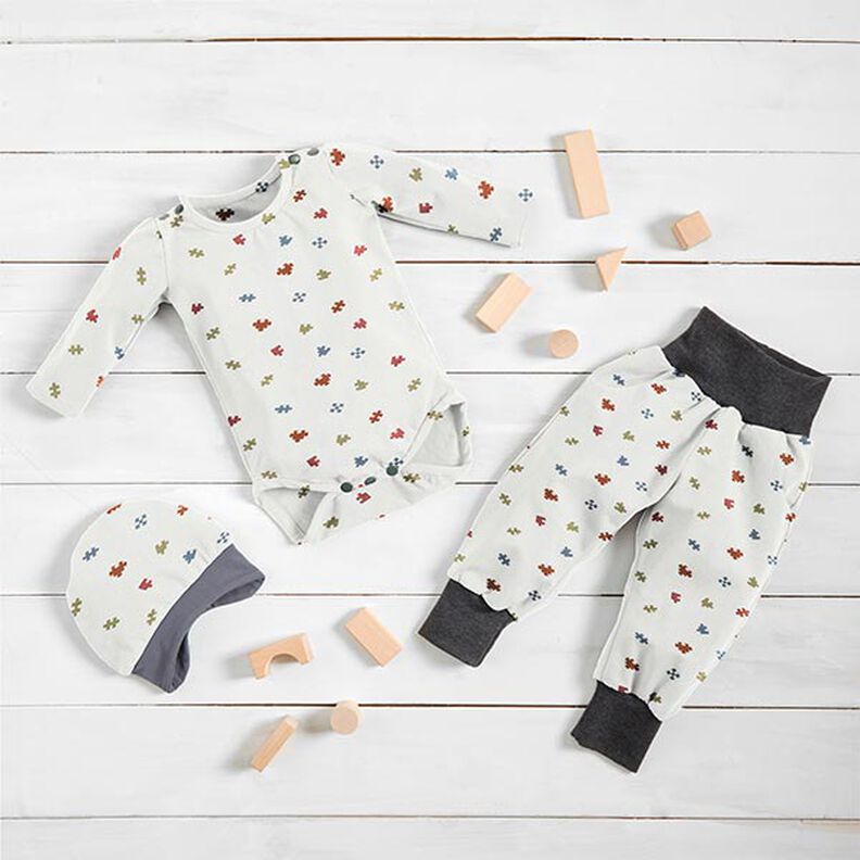 Jersey coton Pièces de puzzle – écru, image number 7