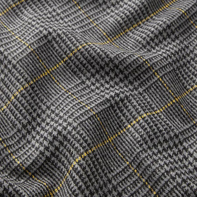 Drap de laine Prince de Galles – gris foncé/jaune,  image number 2