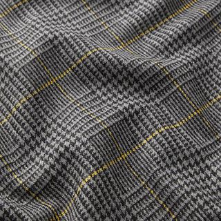 Drap de laine Prince de Galles – gris foncé/jaune, 
