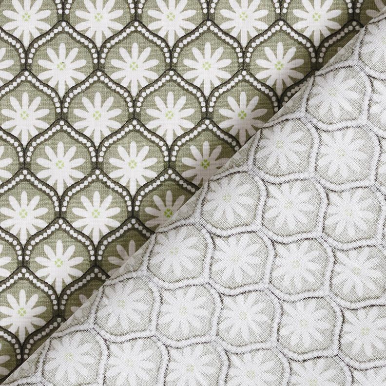Coton enduit Blumenkacheln – roseau/blanc, image number 4
