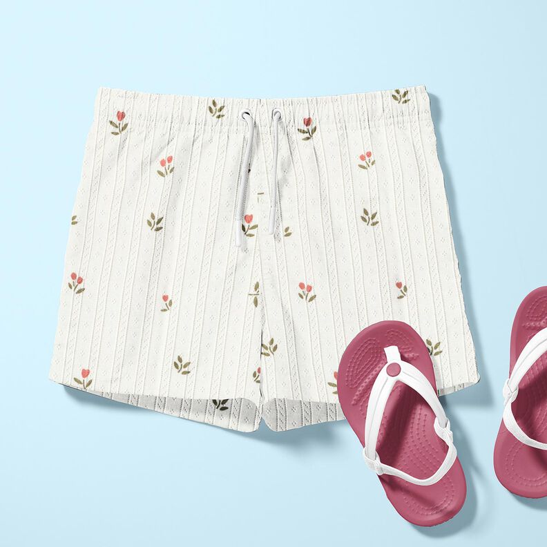 Ajour Jersey coton Tulipes – ivoire, image number 5