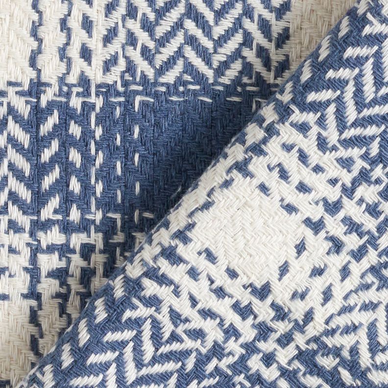 Tissu pour manteau Coton mélangé à carreaux – gris bleu/ivoire, image number 4