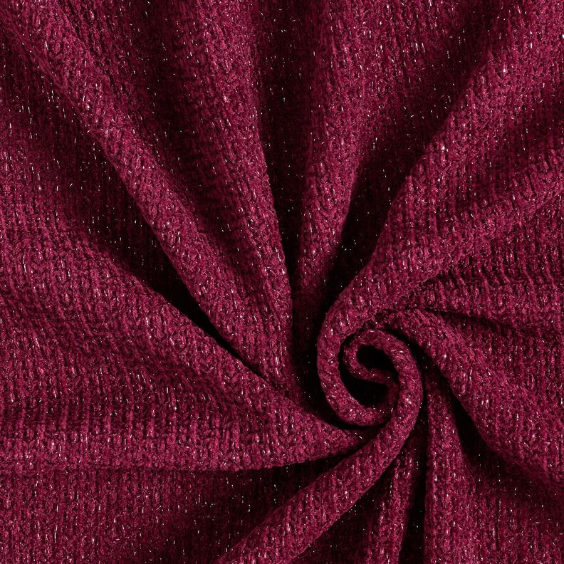 Chenille Jacquard maille Paillettes – rouge bordeaux/argent métallisé,  image number 1