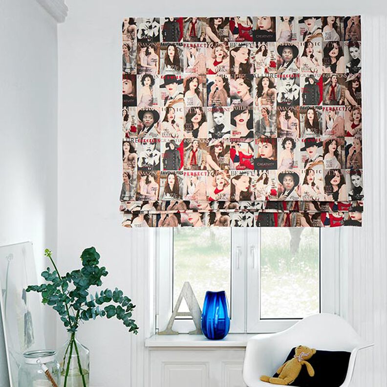 Tissu de décoration Semi-panama Mode-Magazine – noir/rouge,  image number 7