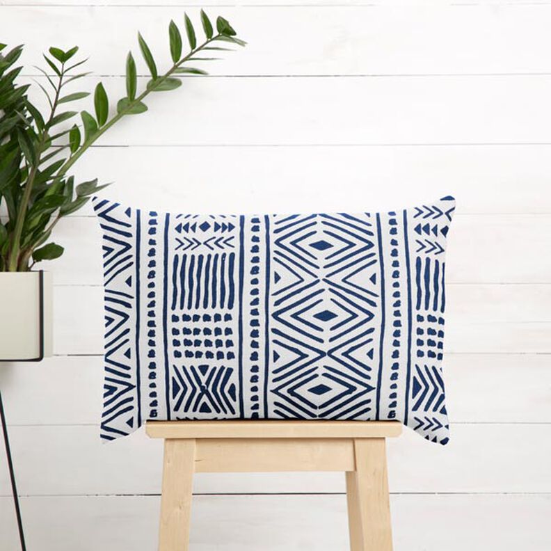 Tissu de décoration Canvas Ethno – bleu marine/blanc,  image number 5
