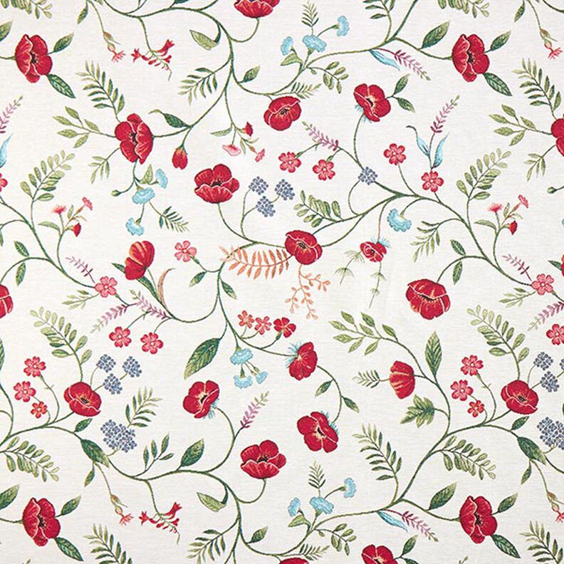 Tissu décoratif Gobelin Coquelicots – écru/rouge,  image number 1