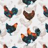 Tissu en coton Cretonne Poules – blanc/bleu nuit,  thumbnail number 1
