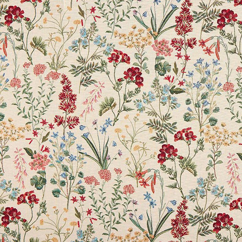 Tissu de décoration Gobelin prairie fleurie – beige,  image number 1