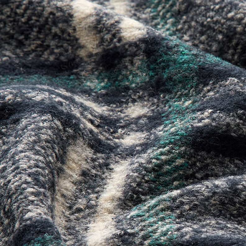 Maille pour manteau en laine mélangée Grands carreaux – bleu nuit,  image number 2
