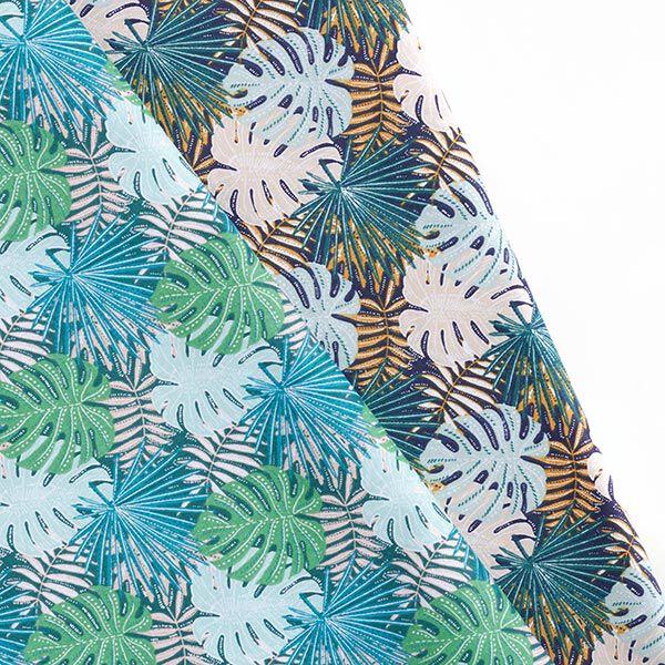 Cretonne de coton feuilles tropicales – vert, image number 5