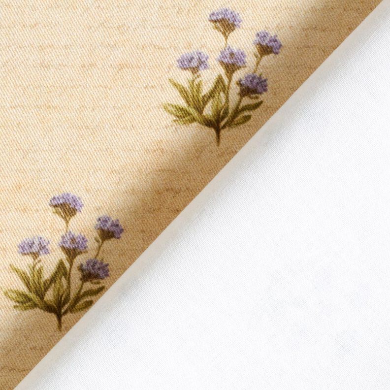 Tissu de décoration Sergé coton Fleurs et écriture  – beige,  image number 4