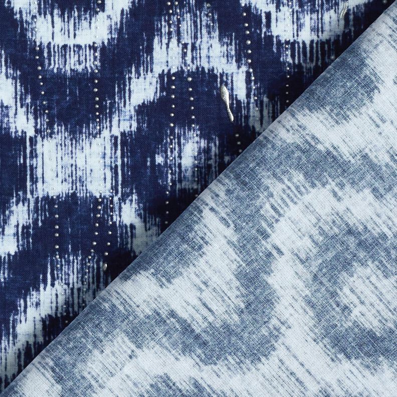 Popeline coton Losanges & gouttes scintillantes – indigo/blanc, image number 4