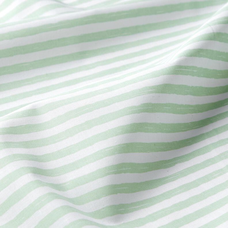 Tissu en coton Cretonne rayures décontractées – menthe clair/blanc, image number 2