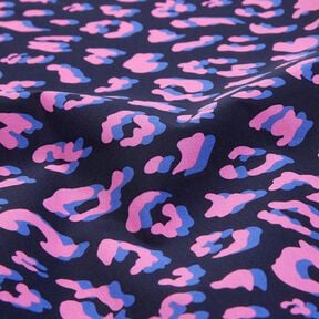 Coton enduit motif léopard abstrait | Poppy Fabrics – bleu nuit/rose vif, 