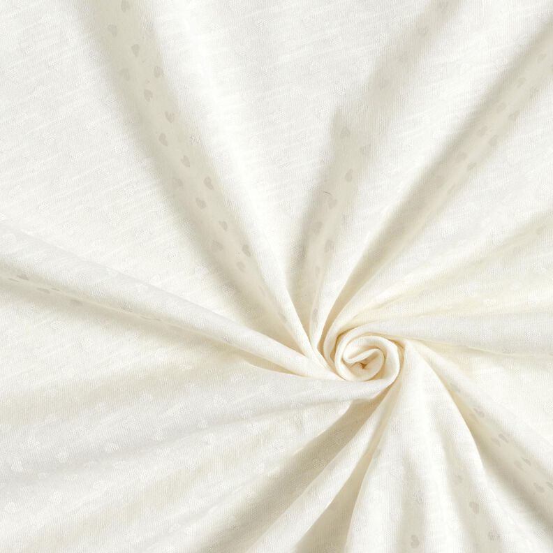 Jersey coton Petits cœurs – écru, image number 3