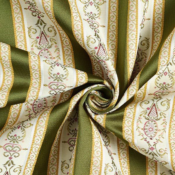 Tissu d’ameublement jacquard Rayures Biedermeier – crème/olive,  image number 4