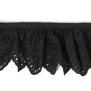 Broderie anglaise ruchée, 57 mm – noir, 