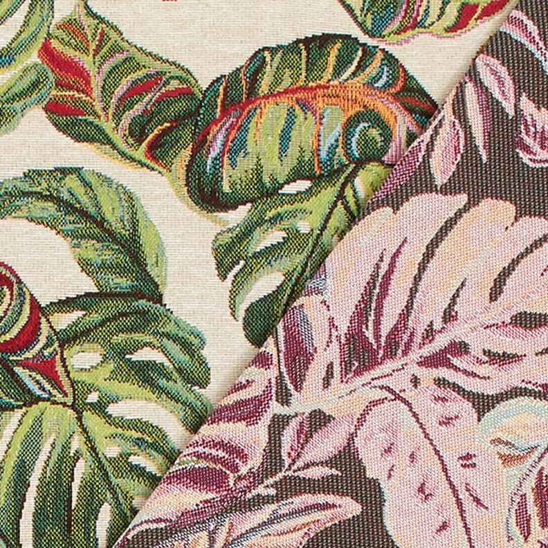 Jacquard Gobelin Palmier Monstera – vert/rouge,  image number 4