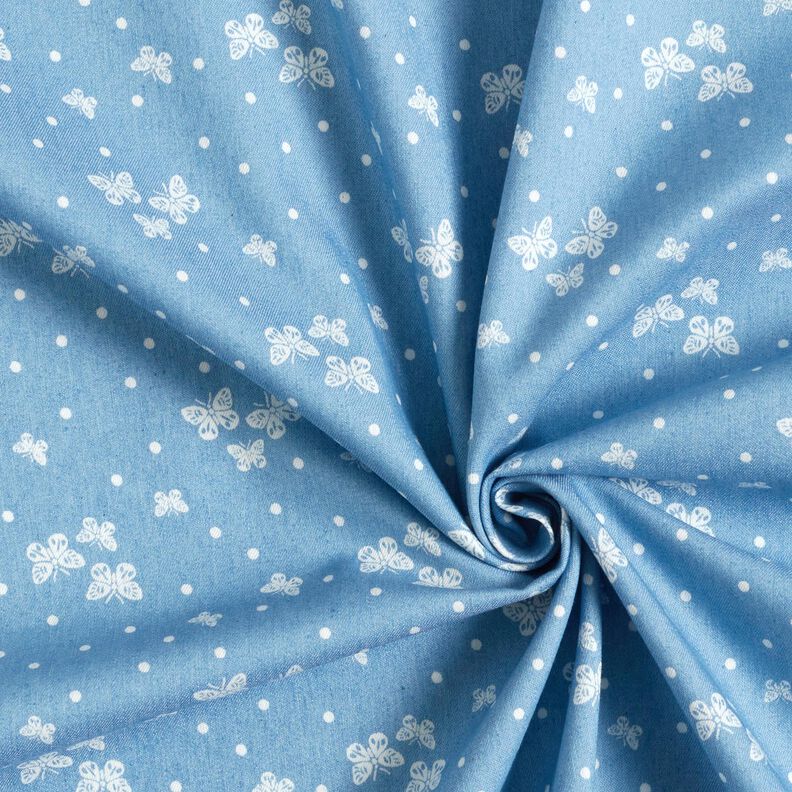 Chambray Points et papillons – bleu clair/écru,  image number 3