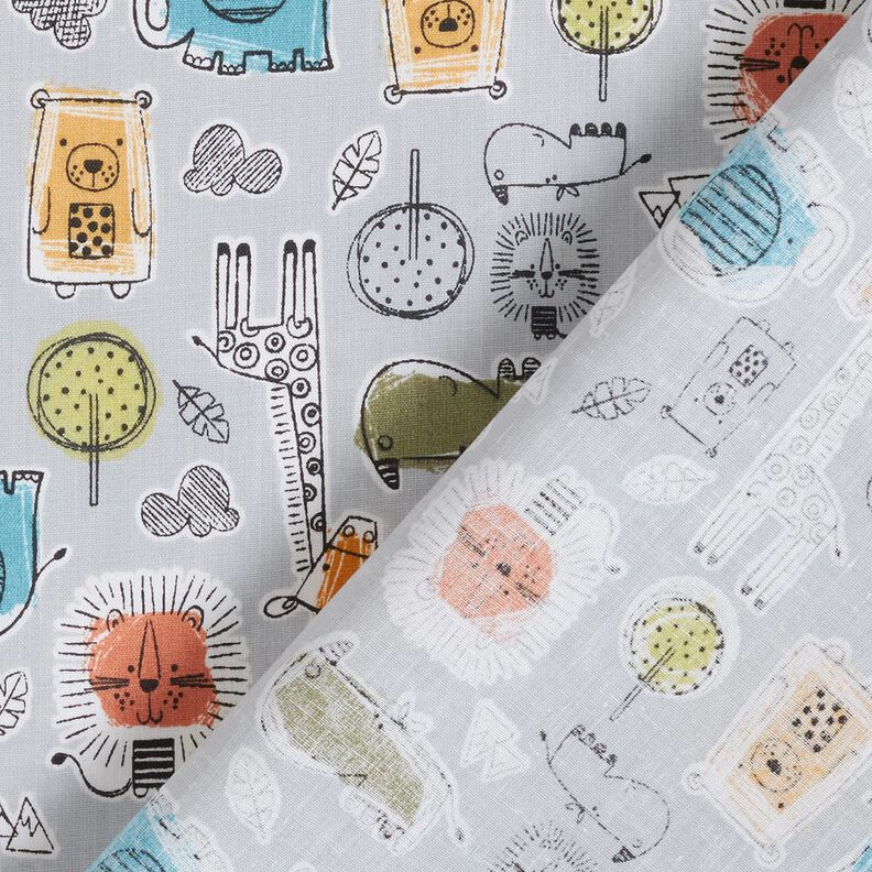 Tissu en coton Cretonne Animaux de safari – argent, image number 4