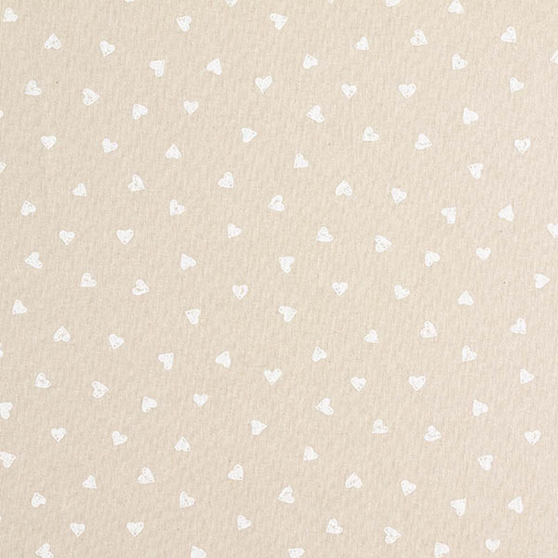 Tissu de décoration Semi-panama Petits cœurs – blanc/nature,  image number 1