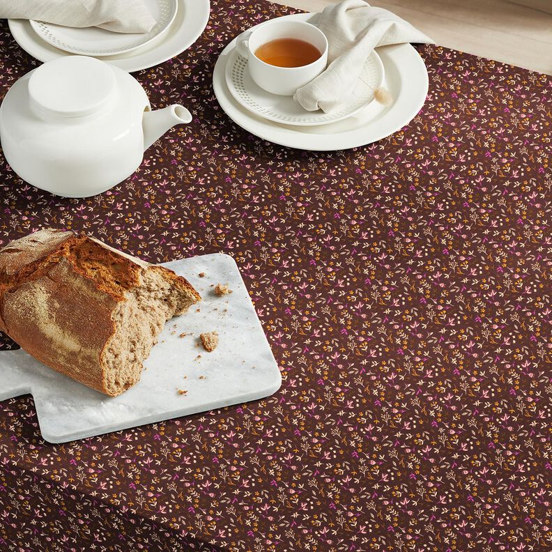 Tissu en coton Cretonne Petites branches – marron foncé/raisin, image number 5