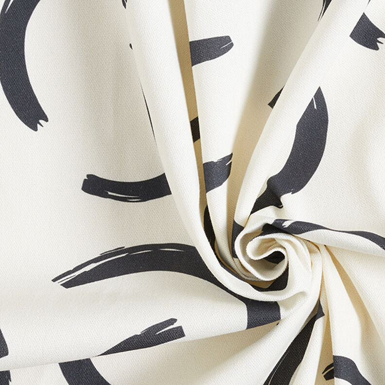 Tissu de décoration Semi-panama Arcs abstraits – ivoire/noir,  image number 3