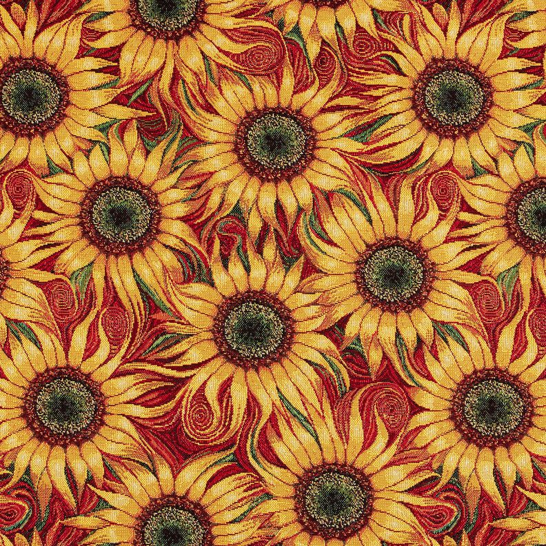 Tissu de décoration Gobelin Tournesols – carmin/jaune soleil,  image number 1