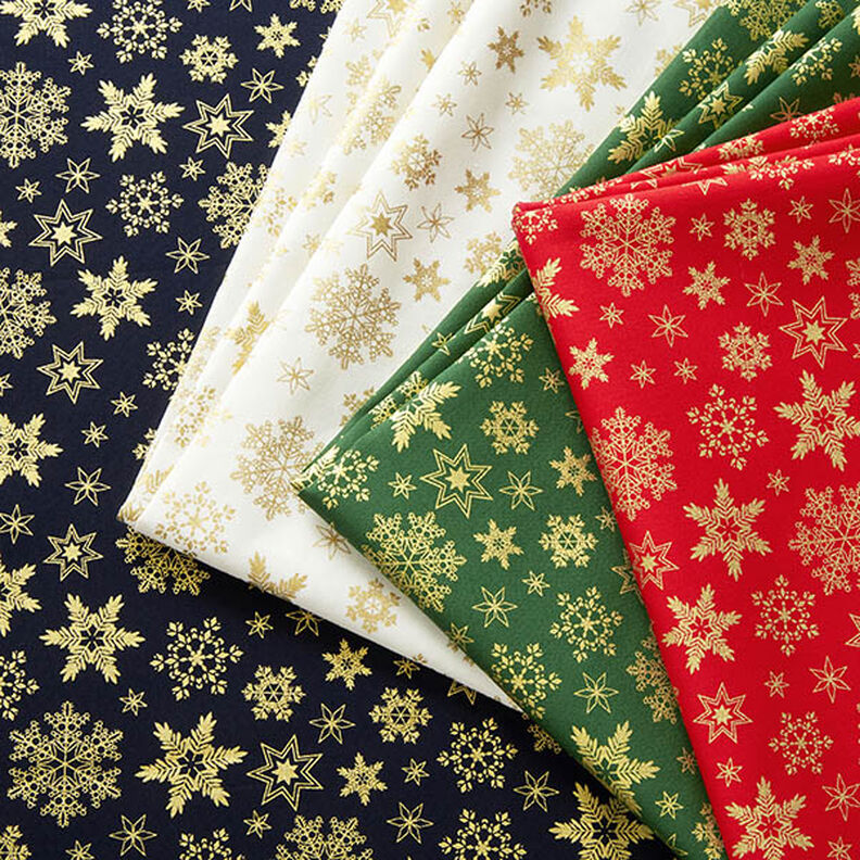 Tissu en coton Popeline Cristaux de neige – vert/or, image number 5