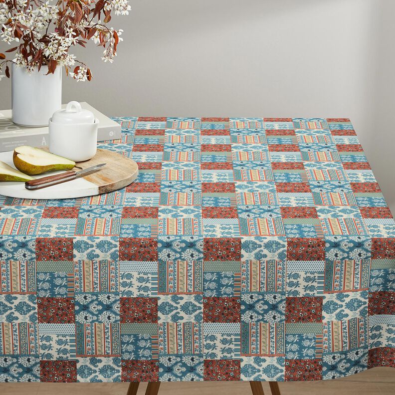 Tissu en coton Cretonne Patchwork floral – bleu, image number 6