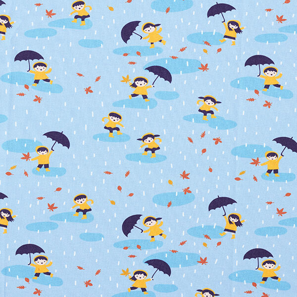 Jersey coton Jour de pluie Impression numérique | PETIT CITRON – bleu bébé – Échantillon, image number 1