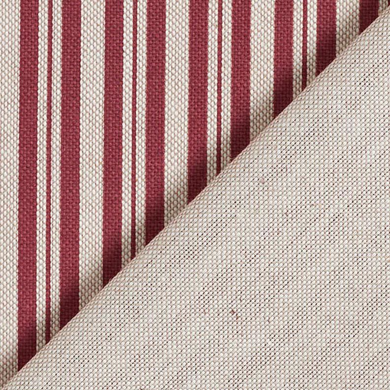 Tissu de décoration Semi-panama Rayures fines – rouge bordeaux/nature,  image number 4