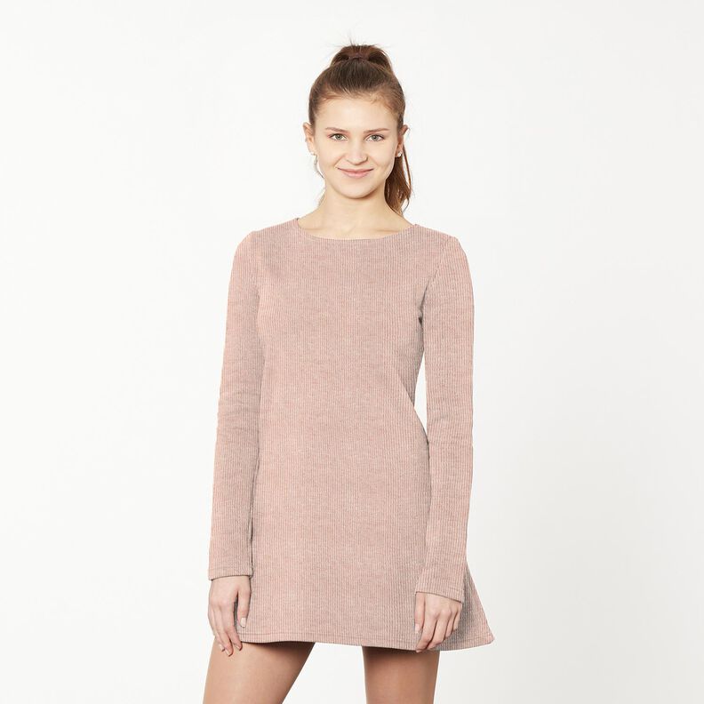 Tricot côtelé pailleté – vieux rose clair/argent,  image number 5