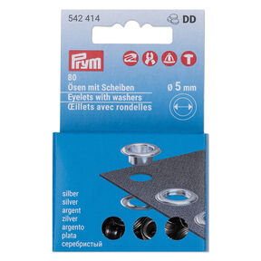 Œillets avec rondelles kit de recharge [80 unités | Ø 5 mm] | Prym – argent métallisé, 