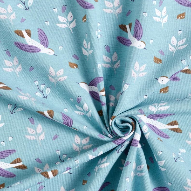 Jersey coton Petits oiseaux – bleu pigeon, image number 3