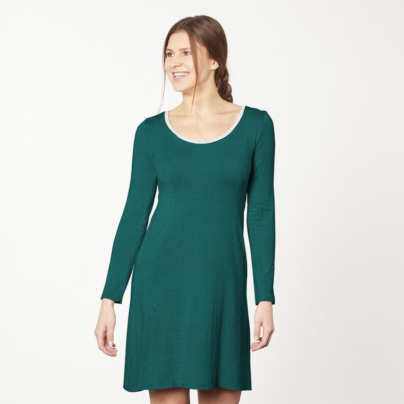 Jersey côtelé côtes 2-1-1-1 fines – vert foncé,  image number 7