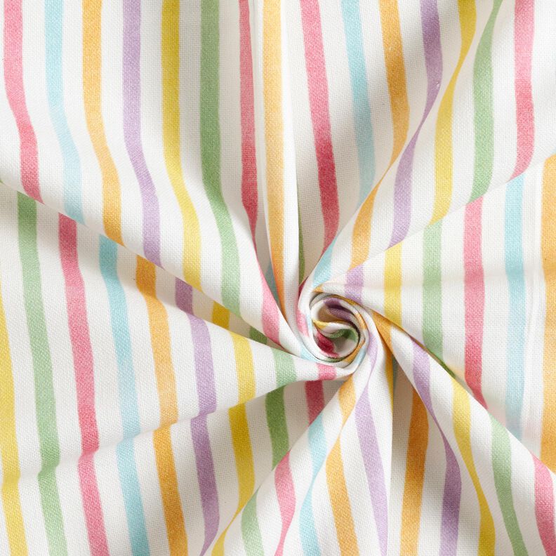 Tissu de décoration Semi-panama Rayures joyeuses – blanc/vert pastel,  image number 3