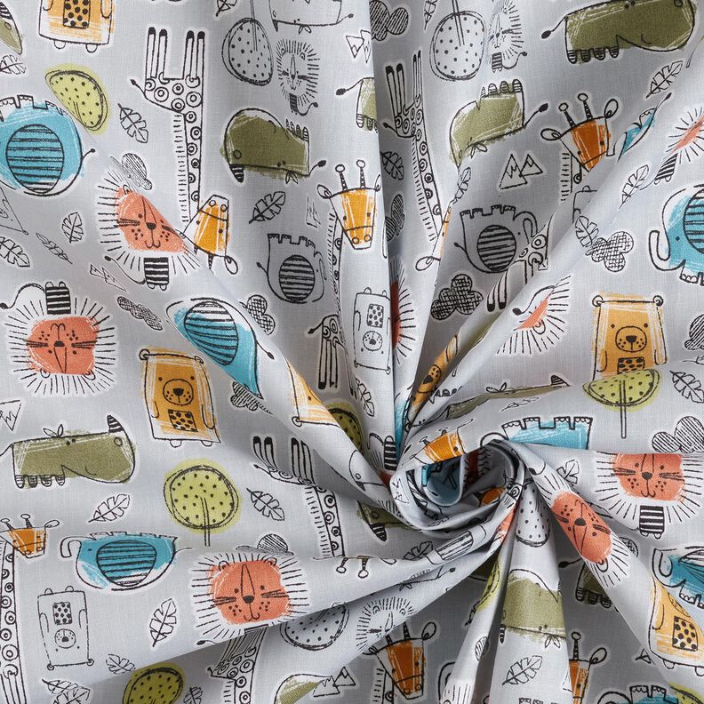 Tissu en coton Cretonne Animaux de safari – argent, image number 3