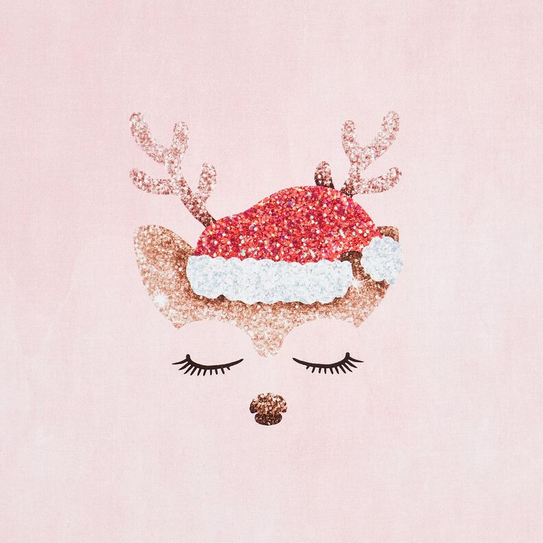 Jersey coton cerf scintillant endormi Panel | Glitzerpüppi – rosé/vieux rose clair, image number 7