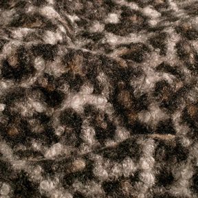 Tricot bouclé motif léopard – noir/brun faon, 
