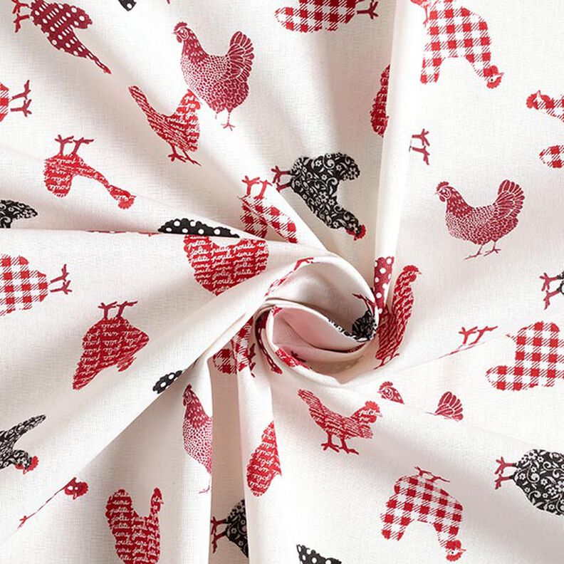Tissu en coton Cretonne Poules – écru/chili, image number 3