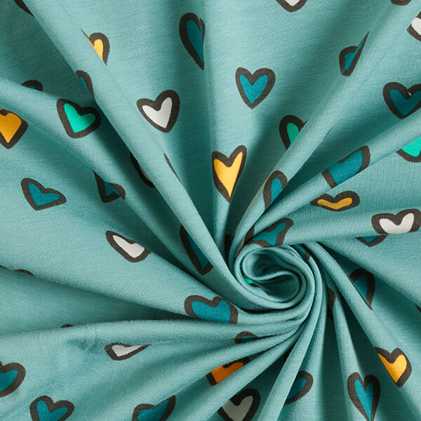 Jersey coton Cœurs colorés – roseau, image number 3