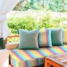 Tissu d’extérieur Canvas Rayures rétro – jaune/turquoise,  thumbnail number 10