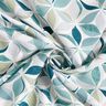 Tissu viscose motif floral géométrique – blanc/bleu aqua,  thumbnail number 3