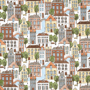 Tissu de décoration Semi-panama Petite ville – écru/olive, 